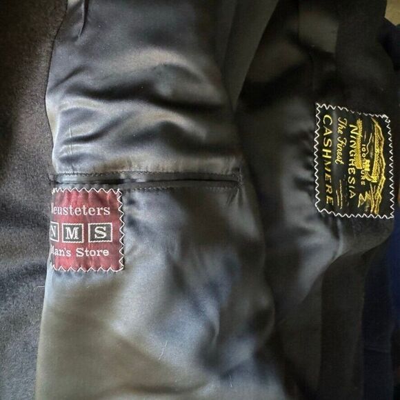 Vintage Mens Black 100% Cashmere Soft Preppy Trench Coat sz 42L - Picture 12 of 12